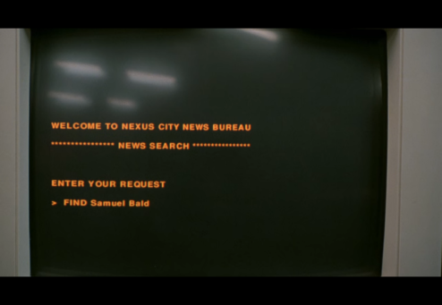 Computer screen showing a prompt to enter a request where the request is Find Samuel Baldwin