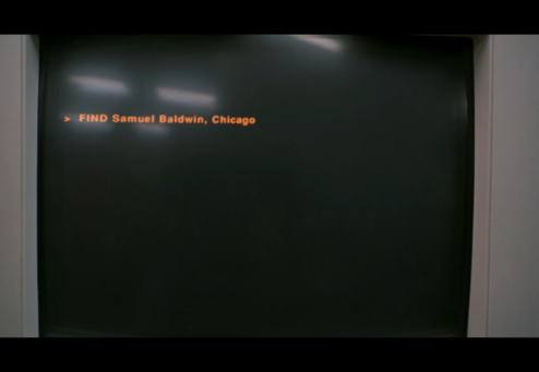Computer screen showing a command to find Samuel Baldwin, Chicago